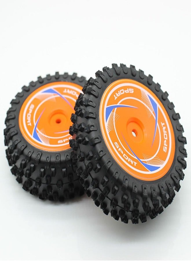 KingVal Replacement Front Wheel Tire RC Spare Parts Compatible with WLtoys 124010 RC Car (Orange) - Image 2